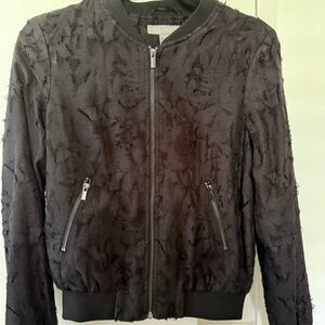 H&M Black Textured Zip-Up Jacket